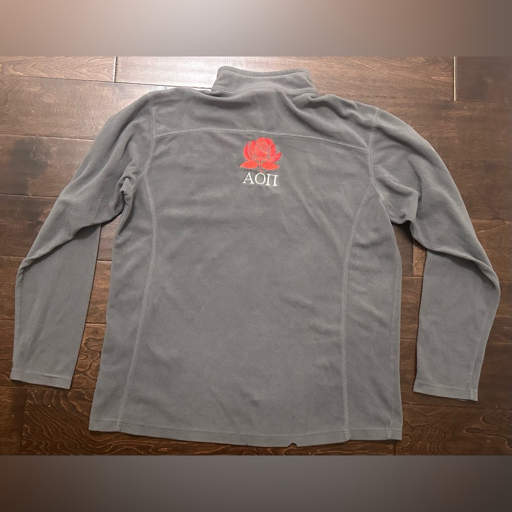 Women’s Columbia Alpha Omicron Pi Grey Fleece 1/4 Zip Pullover- Size Large